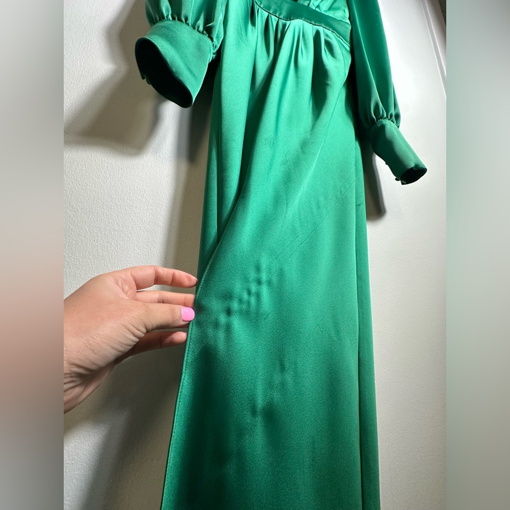Rami Brooke Madeline Gown Deep V Long Sleeve Green Maxi Dress Size 0 - Picture 14 of 17